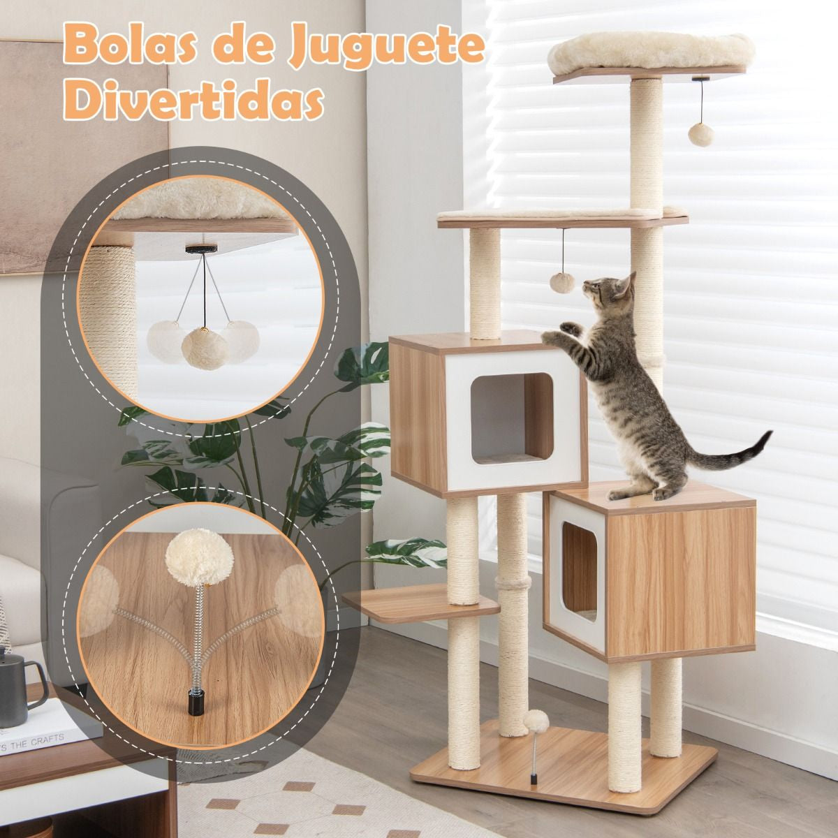 Árbol para Gatos de Diseño Nórdico con Cojines Lavables