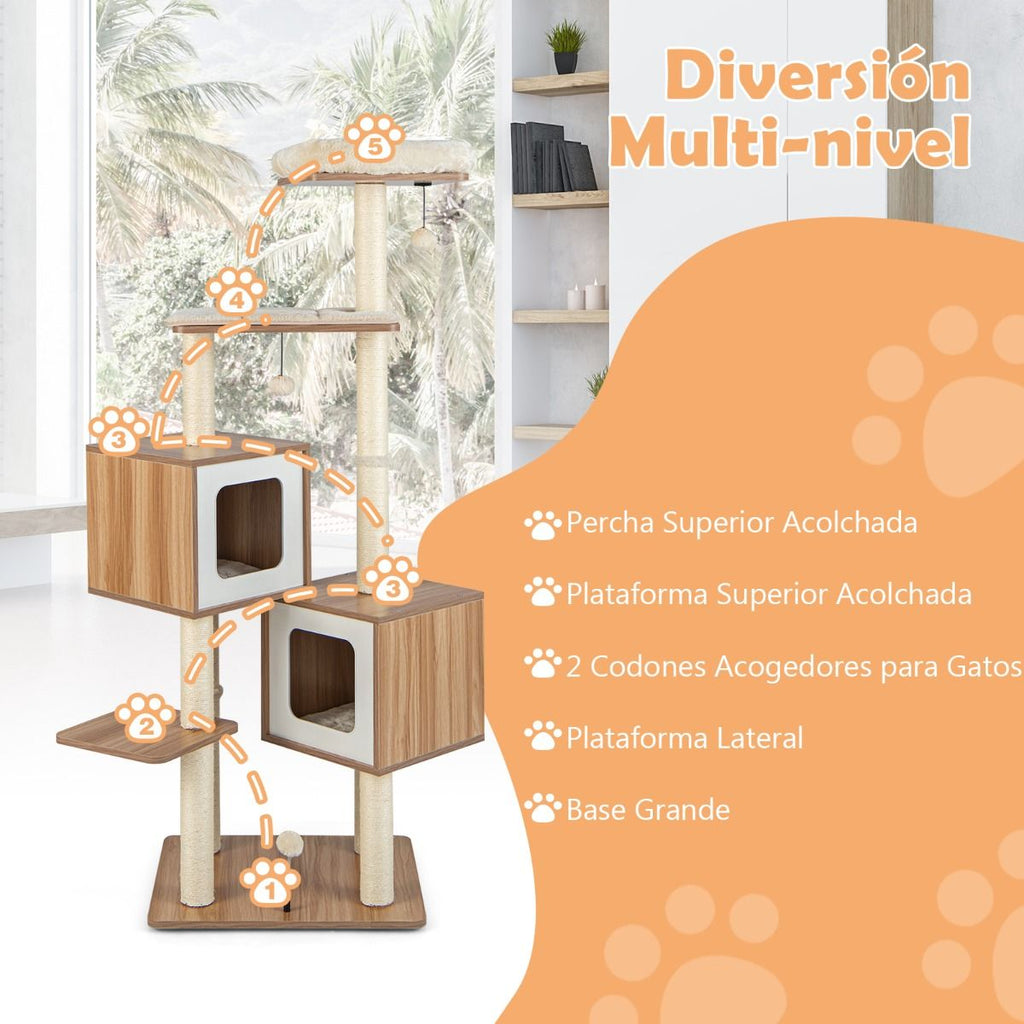 Árbol para Gatos de Diseño Nórdico con Cojines Lavables
