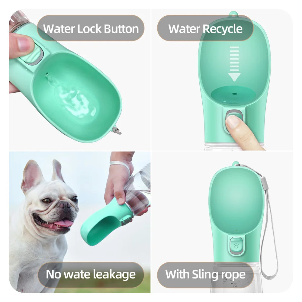 AquaPaws™ - Botella de Paseo Portátil y Antigoteo para Mascotas