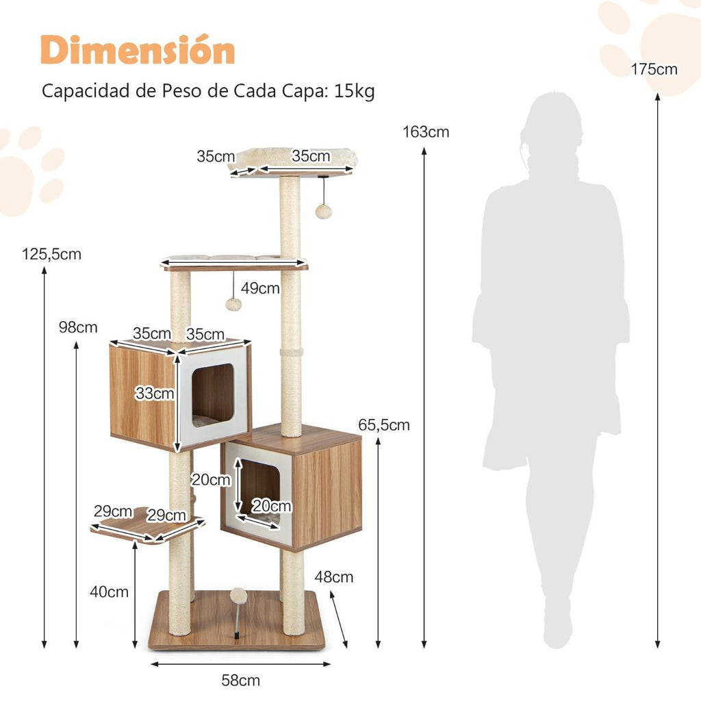 Árbol para Gatos de Diseño Nórdico con Cojines Lavables