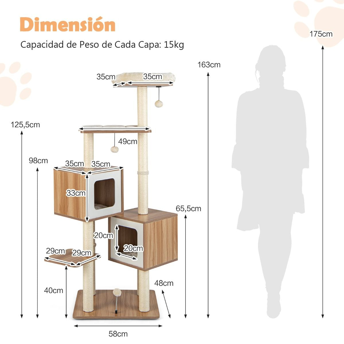Árbol para Gatos de Diseño Nórdico con Cojines Lavables