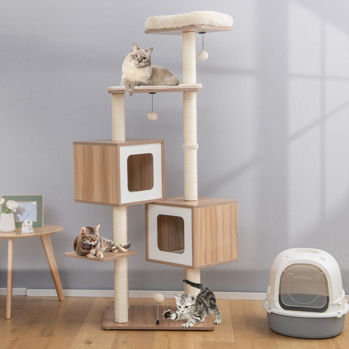Árbol para Gatos de Diseño Nórdico con Cojines Lavables