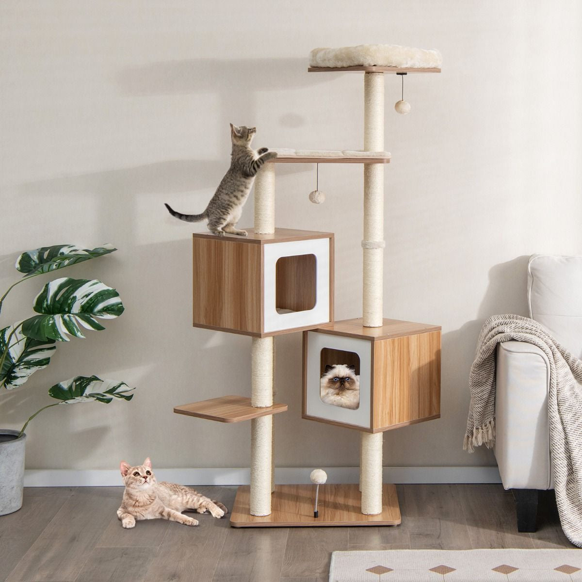 Árbol para Gatos de Diseño Nórdico con Cojines Lavables
