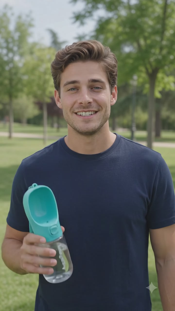 AquaPaws™ - Botella de Paseo Portátil y Antigoteo para Mascotas